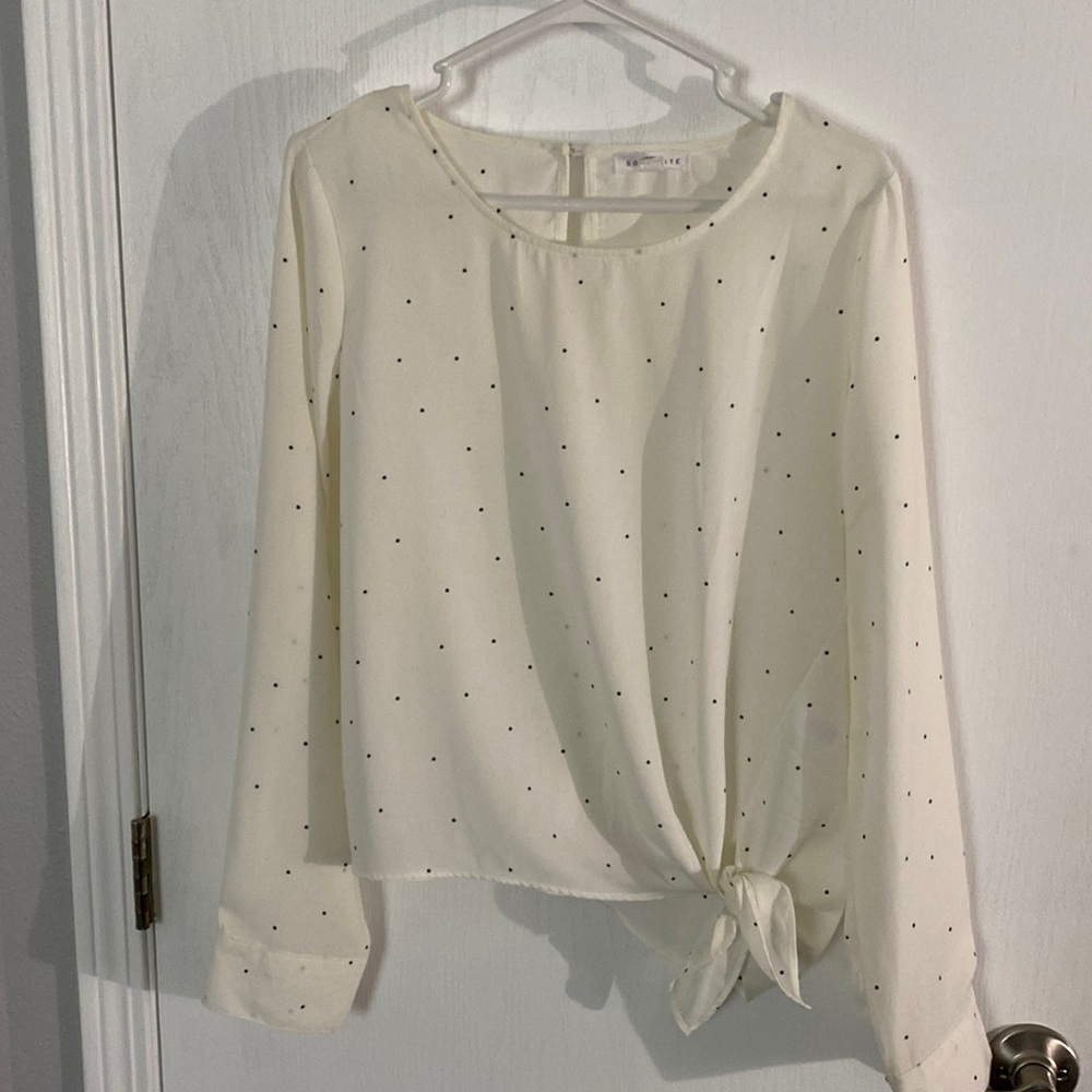 Large Cream Blouse with bottom side tie